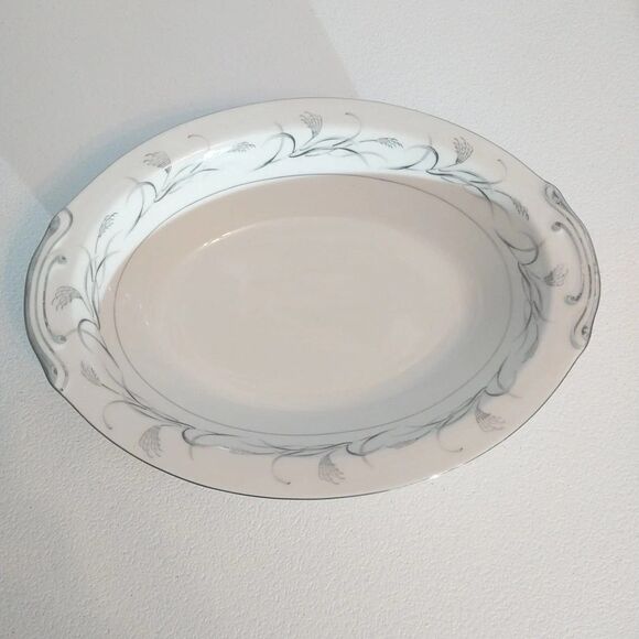 Vintage Harmony House Platinum Garland 11" Oval Serving Bowl Dish Fine China - Picture 1 of 6